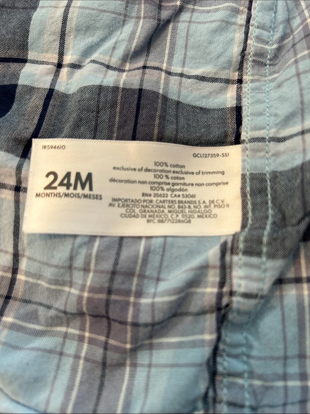 OshKosh B'gosh Navy and Light Blue Plaid Button-Down Shirt